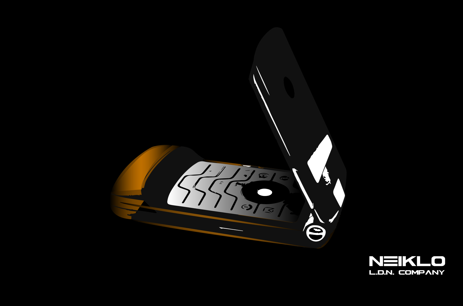 Illustrated black and gold Neiklo Phone